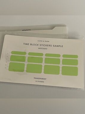 Cloth & Paper Time Block Stickers Samples in “Avocado”